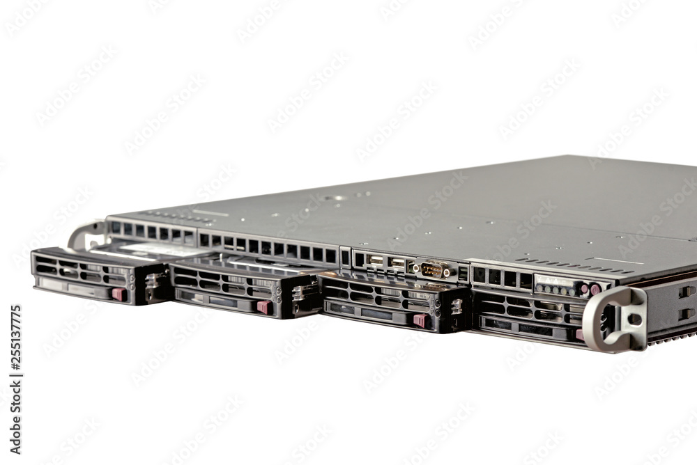 Server with racks isolated on white Server with racks isolated on white