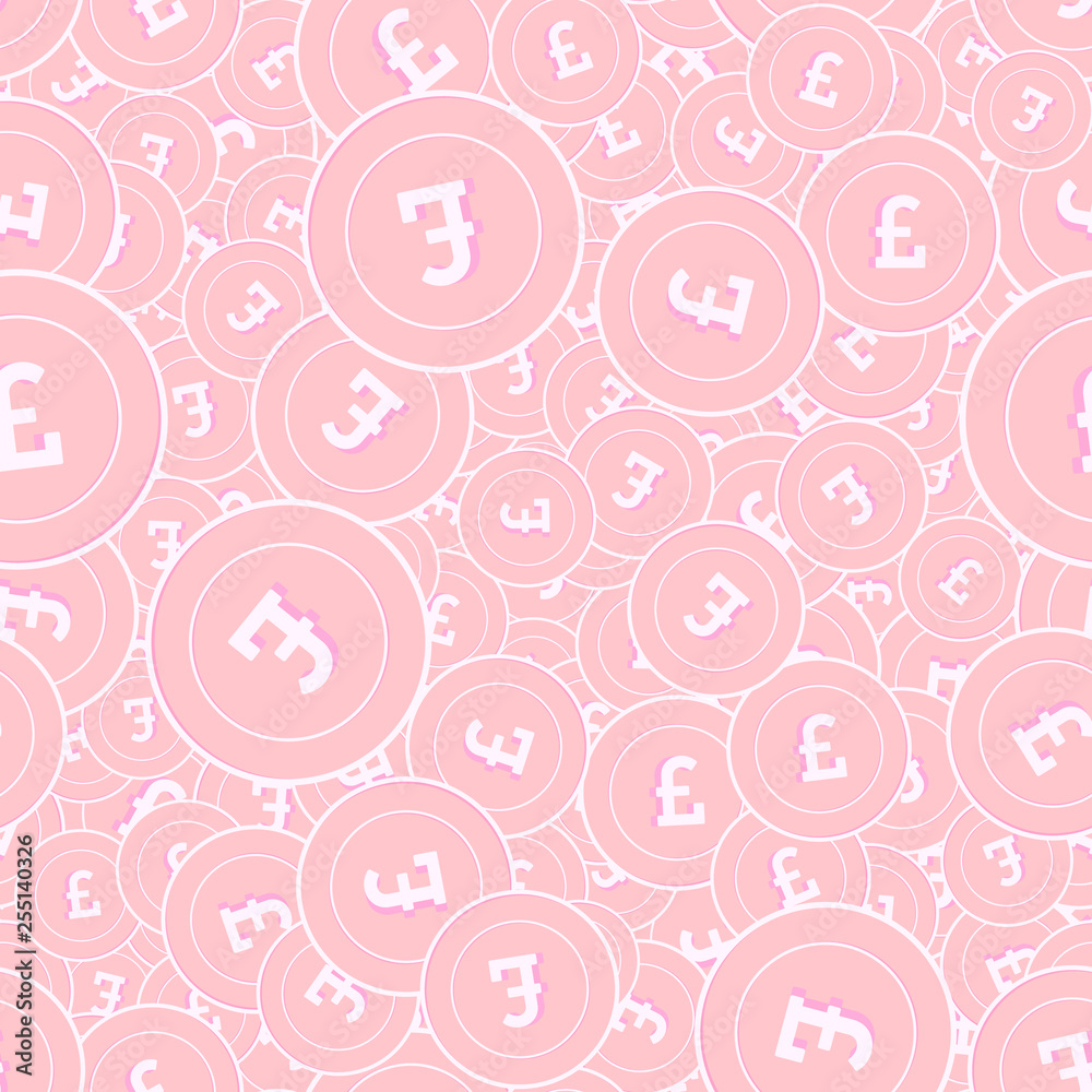 British pound copper coins seamless pattern. Excep British pound copper coins seamless pattern. Excep
