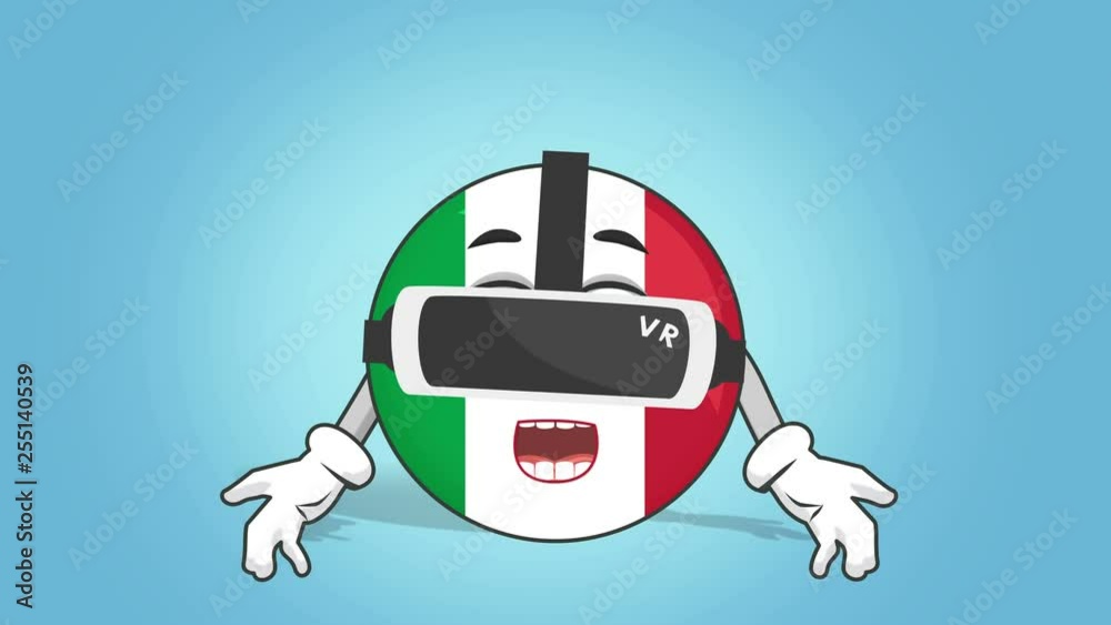 Cartoon Icon Flag Italy Virtual Reality with Face Animation with Alpha Matte Cartoon Icon Flag Italy Virtual Reality with Face Animation with Alpha Matte