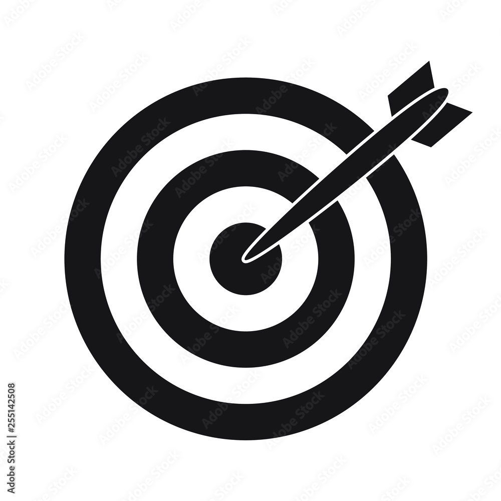 Successful shoot. Darts target aim icon on white background. Vector illustration.