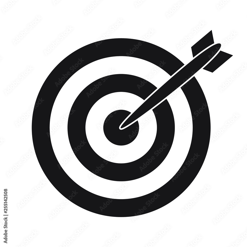 Successful shoot. Darts target aim icon on white background. Vector illustration. Successful shoot. Darts target aim icon on white background. Vector illustration.