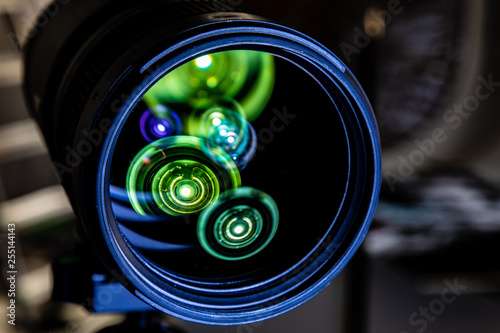 Canvas Print light reflections in a photo lens