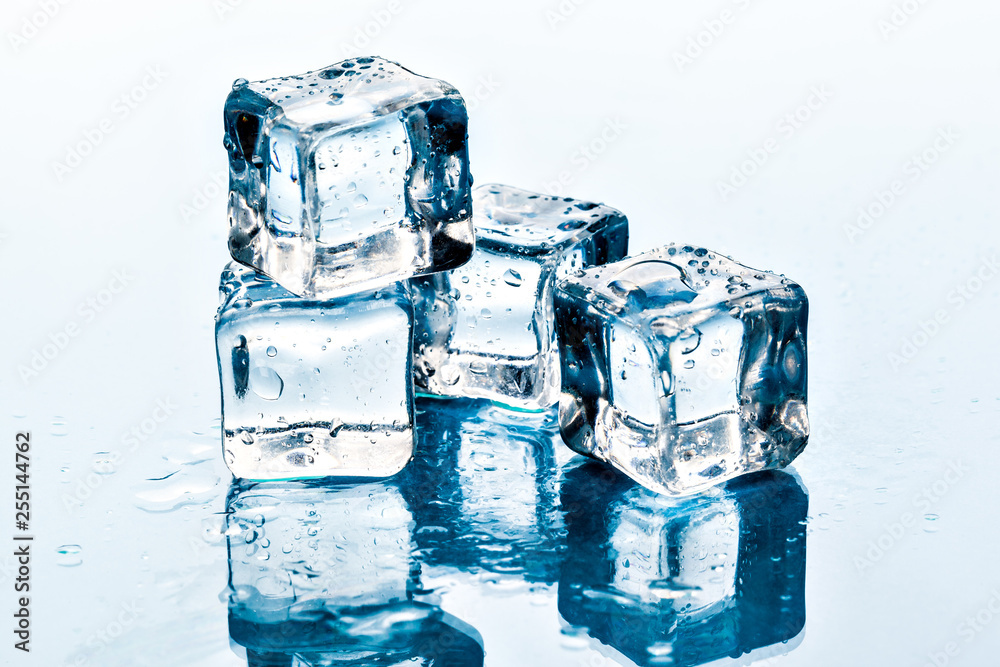 ice cubes on white background.