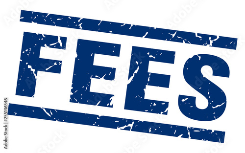 square grunge blue fees stamp