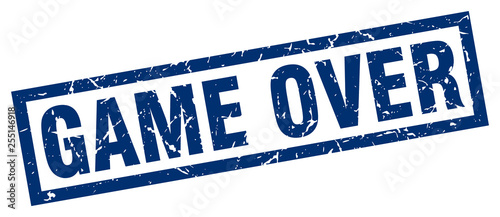 square grunge blue game over stamp
