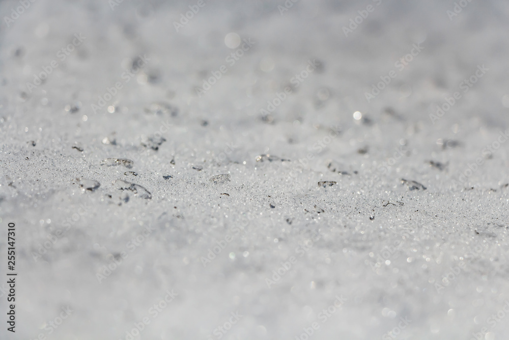 A beautiful horizontal macro texture in white and black color of ice and snow with bokeh lights in winter A beautiful horizontal macro texture in white and black color of ice and snow with bokeh lights in winter