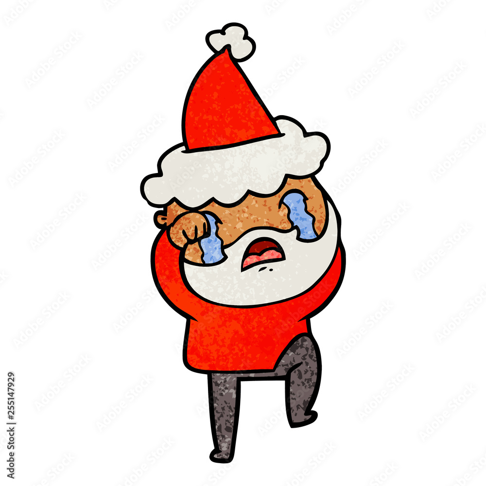 textured cartoon of a bearded man crying and stamping foot wearing santa hat textured cartoon of a bearded man crying and stamping foot wearing santa hat