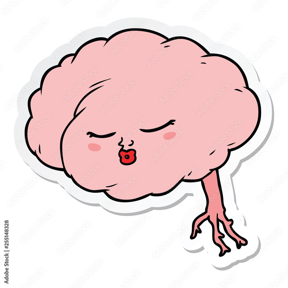 sticker of a cartoon brain