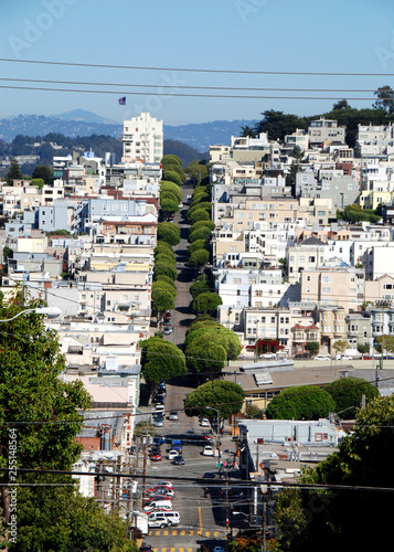 View to Lombard Street and Coit Tower in San Francisco