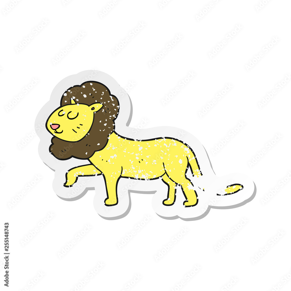 Obraz premium retro distressed sticker of a cartoon lion