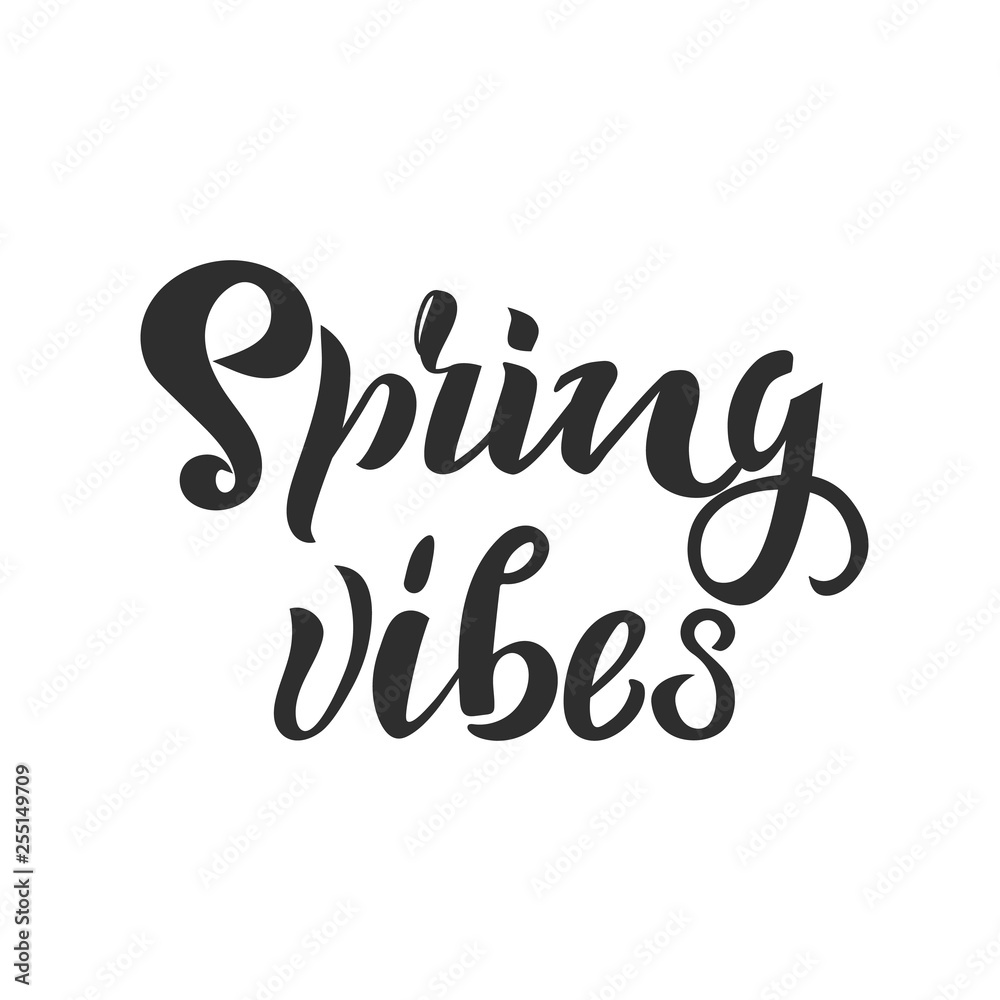 Spring vibes lettering quote, text. Season Typography Design for holiday invitation, banner, card, poster, placard, flyer, logotype. Vector illustration Spring vibes lettering quote, text. Season Typography Design for holiday invitation, banner, card, poster, placard, flyer, logotype. Vector illustration