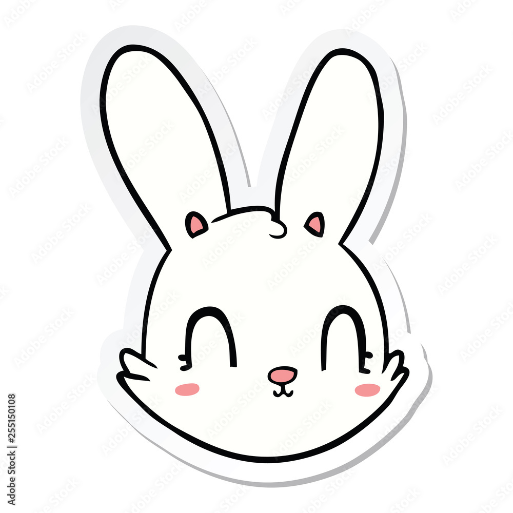 sticker of a cartoon bunny face