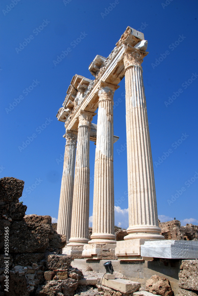 Part of the ancient temple in Side at the turkish riviera