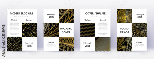 Business brochure design template set. Gold abstra
