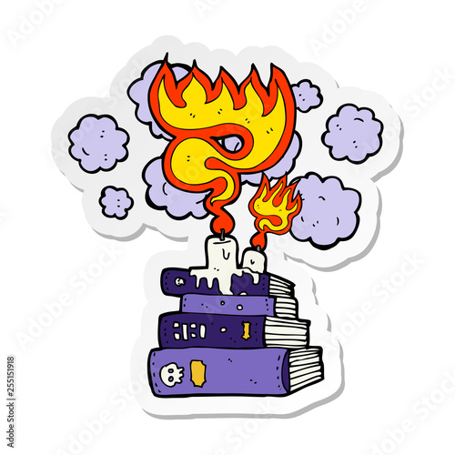 sticker of a cartoon magical spell books