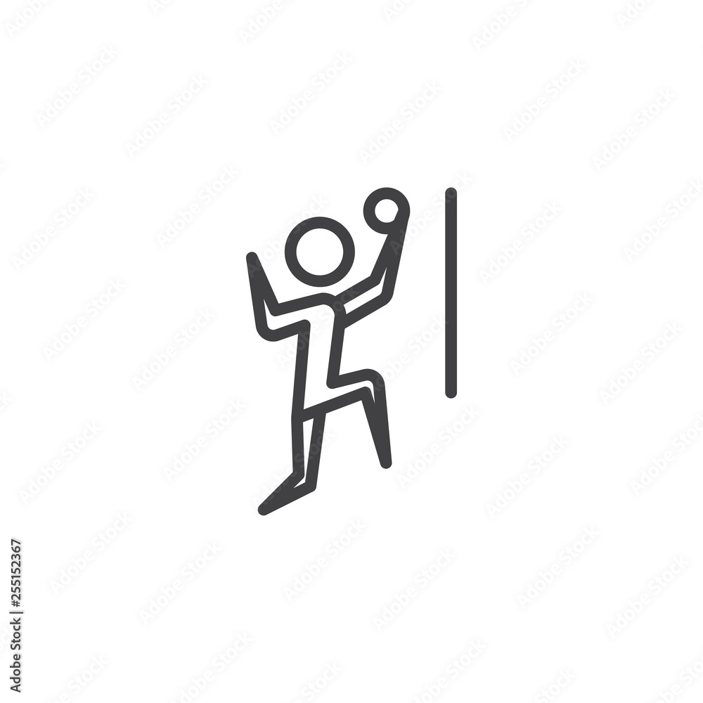 Man playing volleyball line icon. linear style sign for mobile concept and web design. Volleyball player net outline vector icon. Summer sport games symbol, logo illustration. Pixel perfect vector Man playing volleyball line icon. linear style sign for mobile concept and web design. Volleyball player net outline vector icon. Summer sport games symbol, logo illustration. Pixel perfect vector