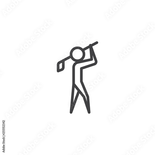 Man playing golf line icon. linear style sign for mobile concept and web design. Golf player with club outline vector icon. Symbol  logo illustration. Pixel perfect vector graphics