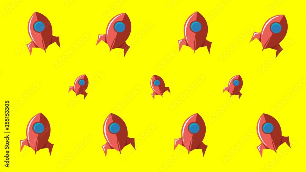 Animated background with space rockets Animated background with space rockets