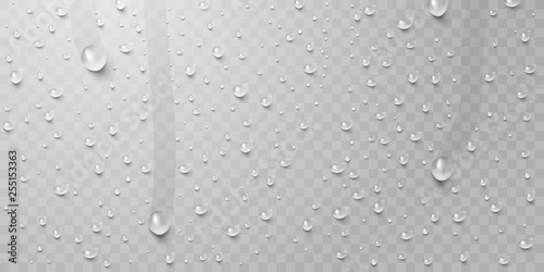 Print op canvas Drops of water, dew falls