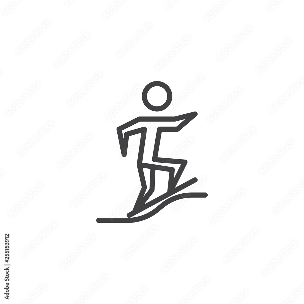 Surfing extreme sport line icon. linear style sign for mobile concept and web design. Surfer and wave outline vector icon. Summer sports symbol, logo illustration. Pixel perfect vector graphics Surfing extreme sport line icon. linear style sign for mobile concept and web design. Surfer and wave outline vector icon. Summer sports symbol, logo illustration. Pixel perfect vector graphics