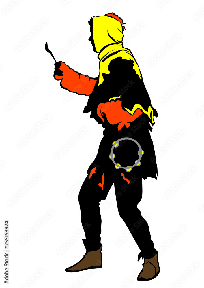 Clown in colorful clothes on a white background Clown in colorful clothes on a white background