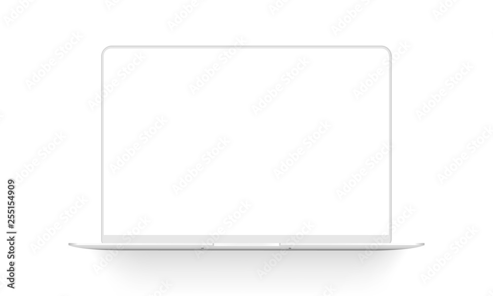 Clay laptop mockup isolated on white background. Vector illustration - obrazy, fototapety, plakaty 