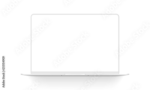Clay laptop mockup isolated on white background. Vector illustration