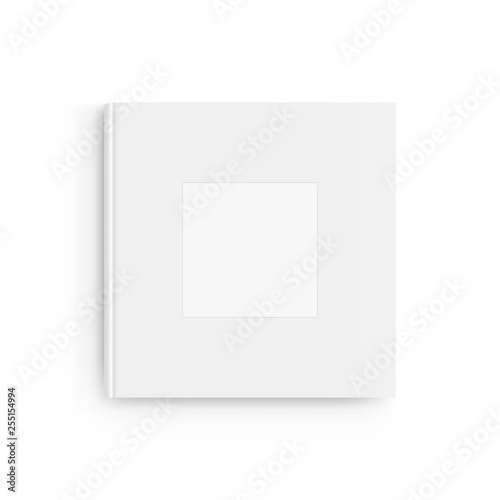 Blank photo album cover mockup isolated on white background. Vector illustration