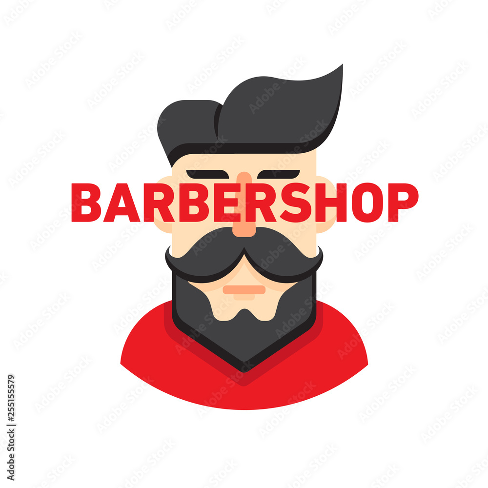 Illustration of a man with a beard and mustache, for barbershop or male hairdresser