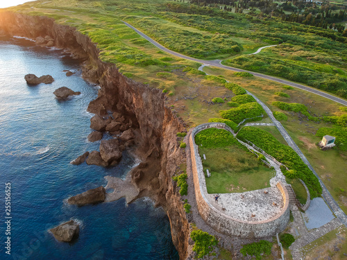 空撮した沖縄の綺麗な風景