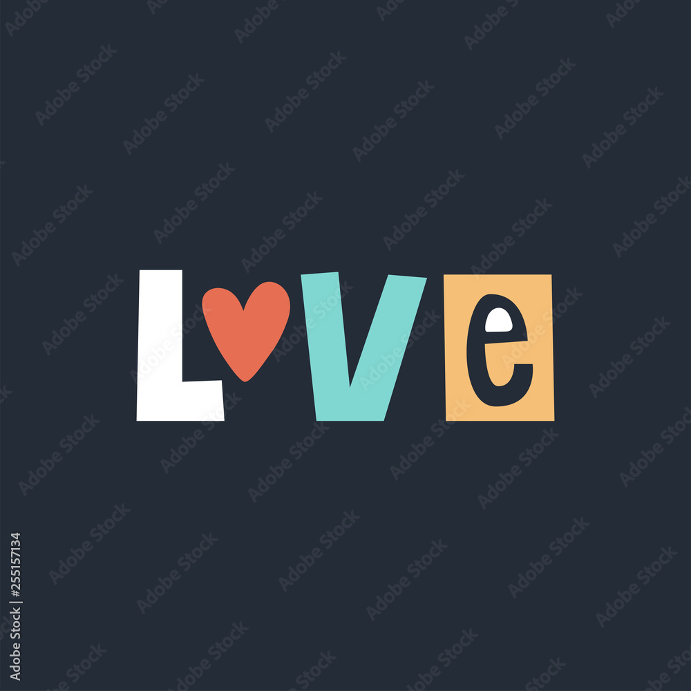 Love- cute and fun colorful hand drawn lettering for kids print. Perfect for nursery. Vector illustration. Love- cute and fun colorful hand drawn lettering for kids print. Perfect for nursery. Vector illustration.