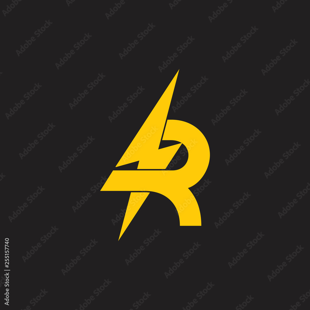 letter r thunder energy symbol logo vector Stock Vector | Adobe Stock