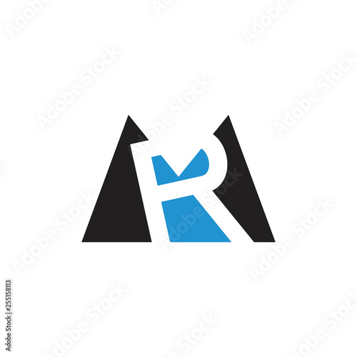 letters mr simple negative space triangle geometric logo