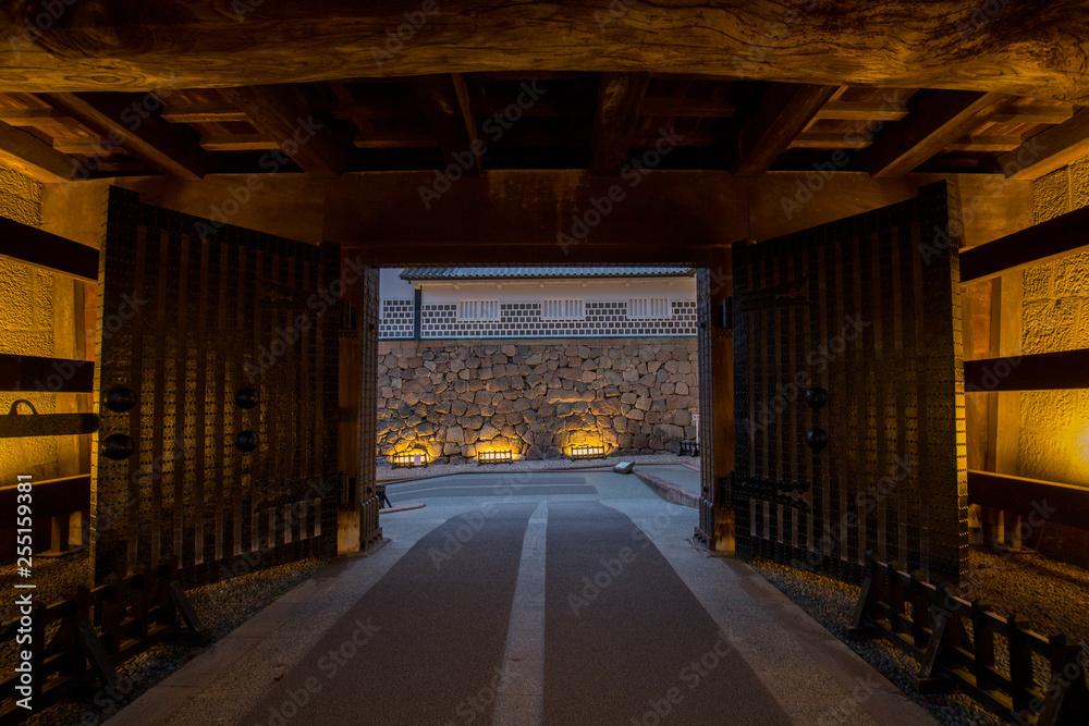 石川県の金沢城の夜景