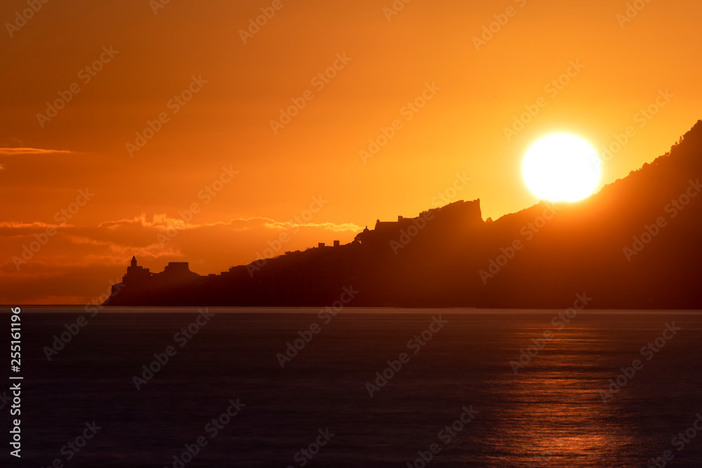 amazing sunset at Porto Venere, municipality of Porto Venere, La Spezia province, Liguria district, Italy, Europe amazing sunset at Porto Venere, municipality of Porto Venere, La Spezia province, Liguria district, Italy, Europe