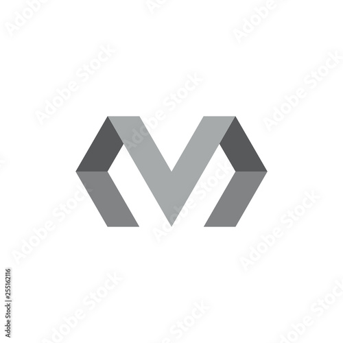letter m simple geometric line logo vector