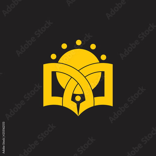 book moon learning education logo vector