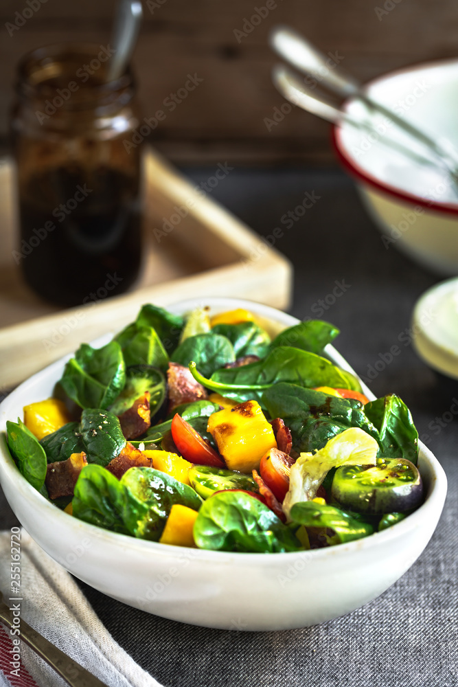 Mango with Bacon and Spinach Salad