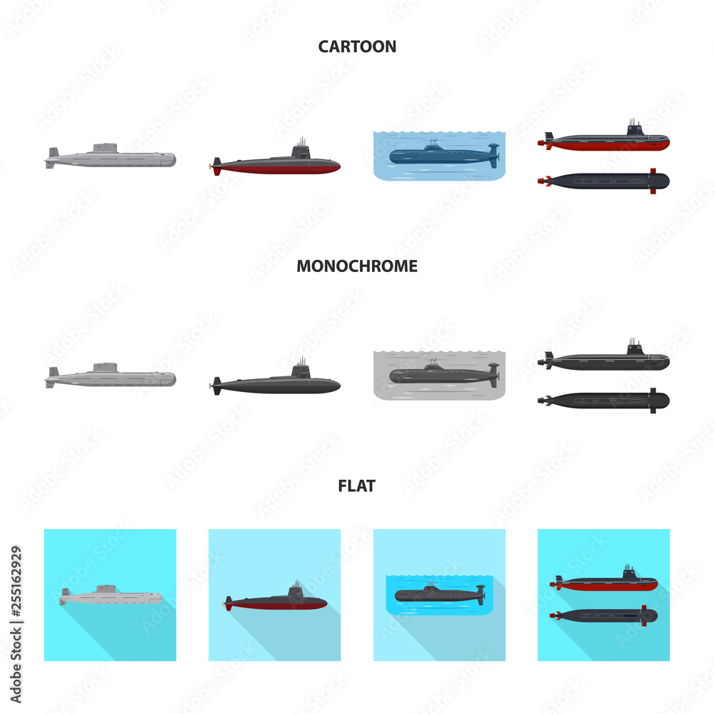 Vector illustration of war  and ship sign. Set of war  and fleet stock symbol for web.