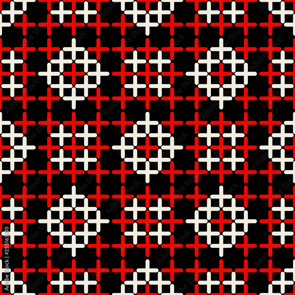 Fototapeta premium Seamless pattern with ethnic geometric ornament on a black background.