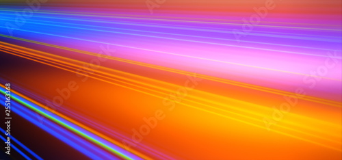 Geometric background. Moving energy. Retro neon colors. Colorful backdrop. Neon lights. Orange and Blue.