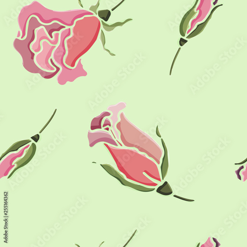 Rosarium Pattern.Flowers. Vector seamless pattern.Seamless pattern can be used for wallpaper, pattern fills, web page background,surface textures.