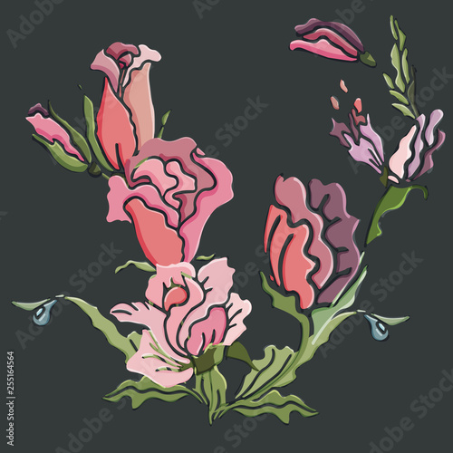 Rose pattern. Flowers. Vector illustration.