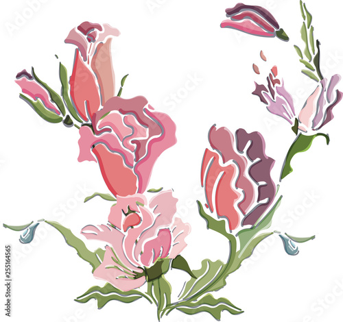 Flowers, spring, watercolor. Seamless pattern. Vector illustration.