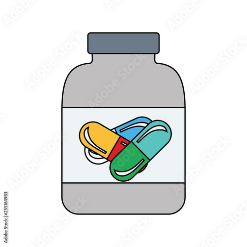 Flat design icon of Fitness pills in container