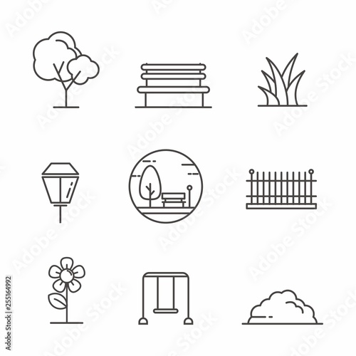 Set of park related icon line design 