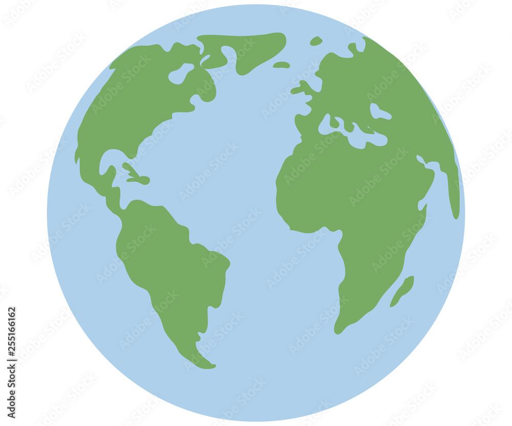 Earth globe isolated on white background. Flat planet icon.