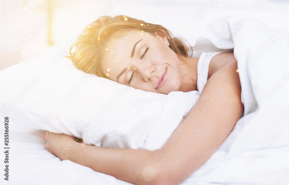 Young beautiful woman sleeping in bed Young beautiful woman sleeping in bed