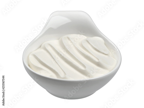 Sour cream isolated on white background with clipping path