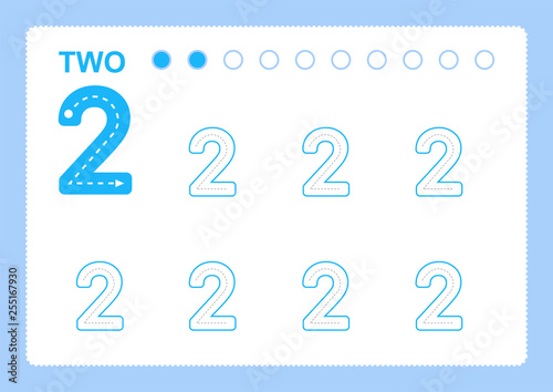 Free handwriting pages for writing numbers Learning numbers, Numbers tracing worksheet for kindergarten vector